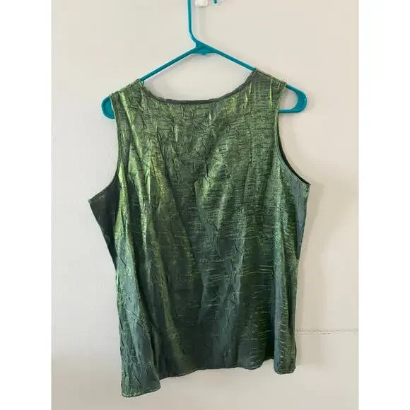 Vintage Erena Womens Metallic Tank Top Medium Green Mermaid Fairy Festival Rave - Picture 2 of 5